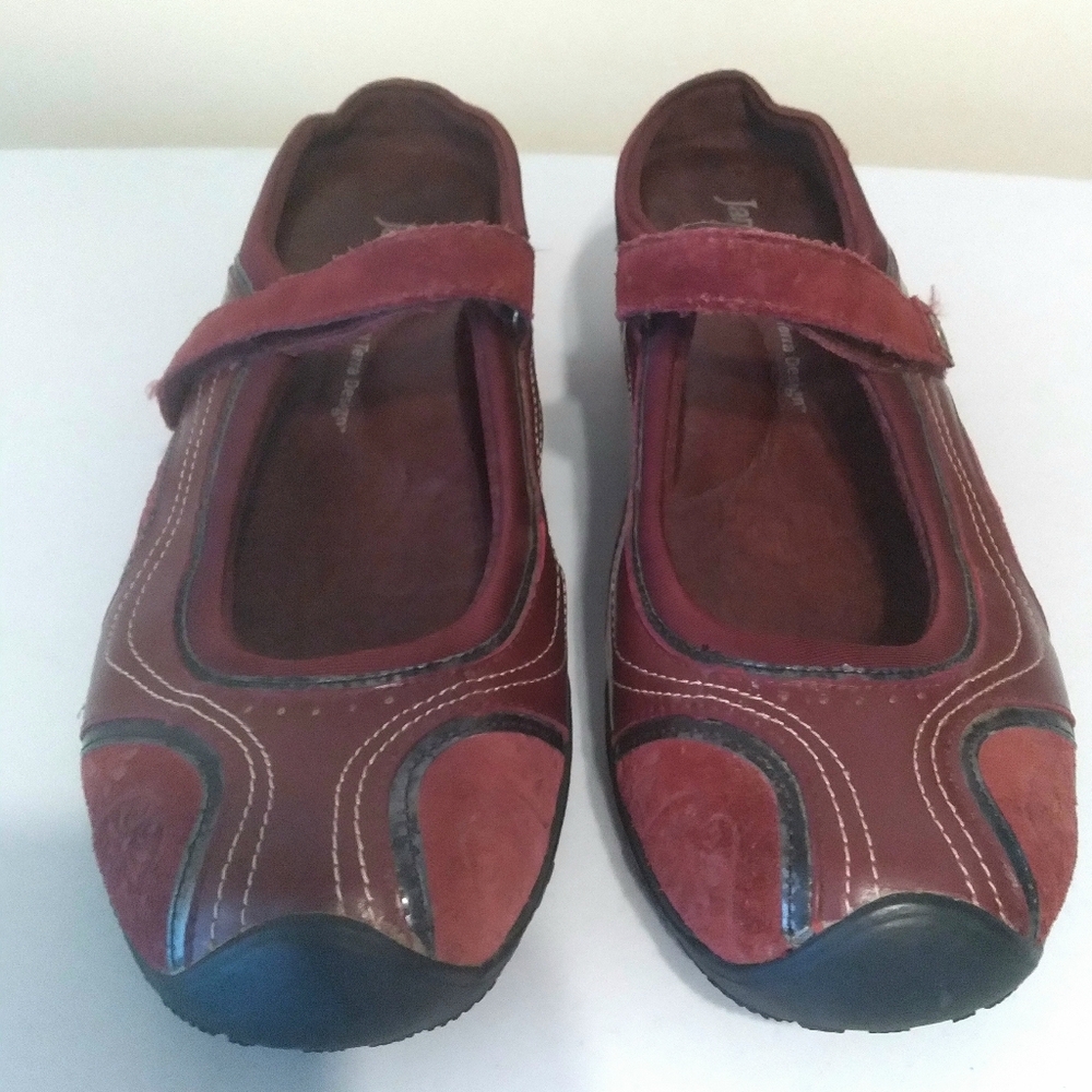 Jambu Burgundy Waterfall All Terra Design Leather‎ Mary Jane Granola Girl Flats - Picture 3 of 11